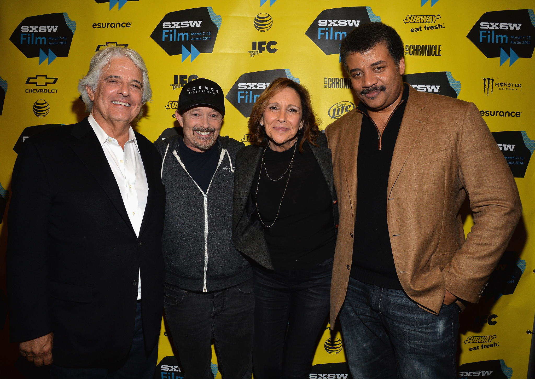 Mitchell Cannold, Jason Clark, Ann Druyan, and Neil deGrasse Tyson at an event for Cosmos: A Spacetime Odyssey (2014)