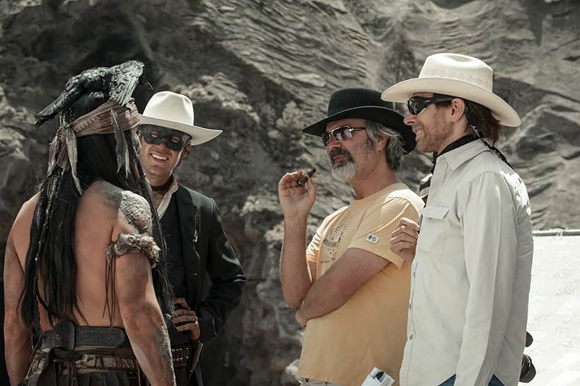 Johnny Depp, Gore Verbinski, and Armie Hammer in The Lone Ranger (2013)