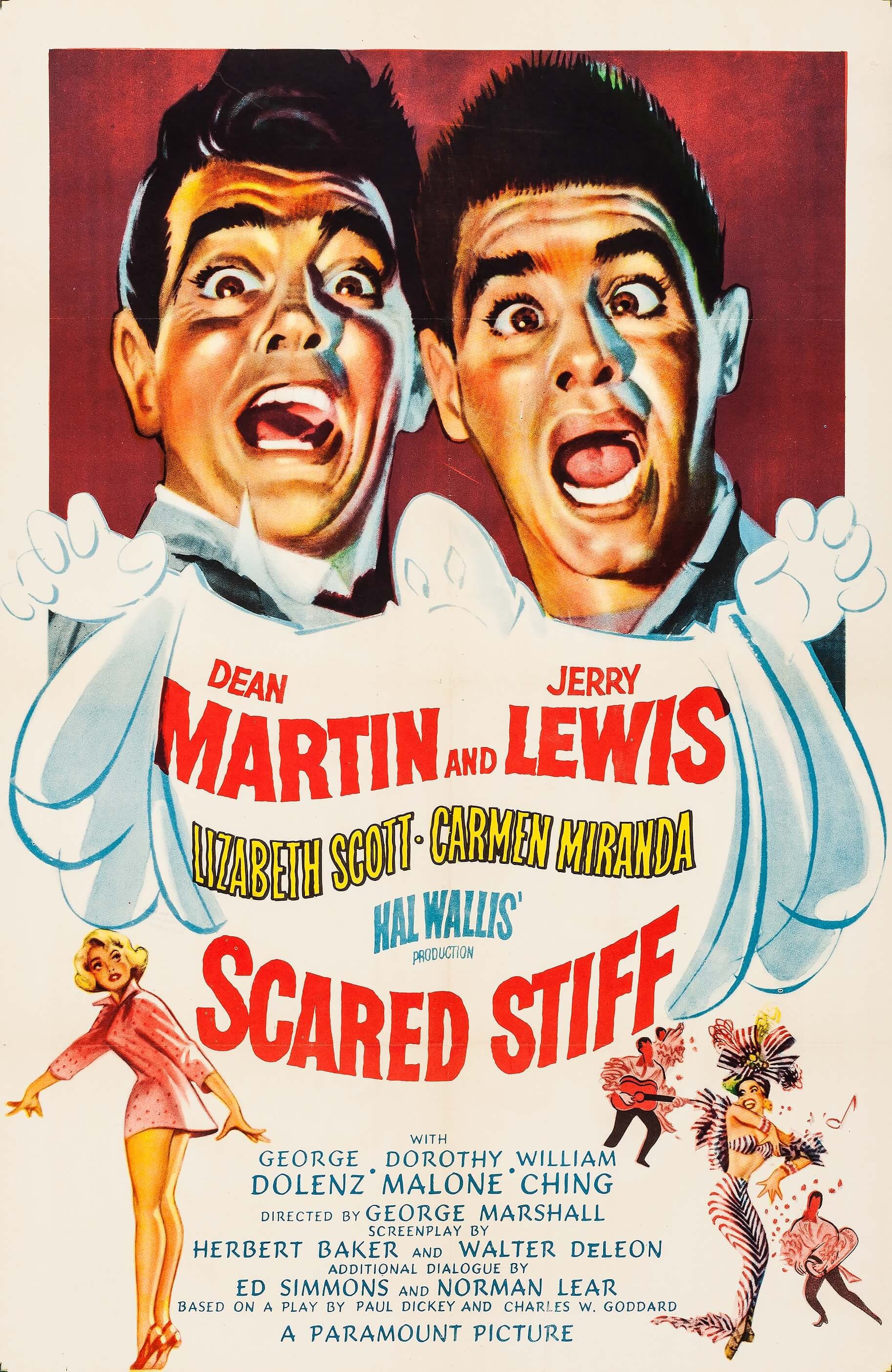 Carmen Miranda, Jerry Lewis, Dean Martin, and Lizabeth Scott in Scared Stiff (1953)