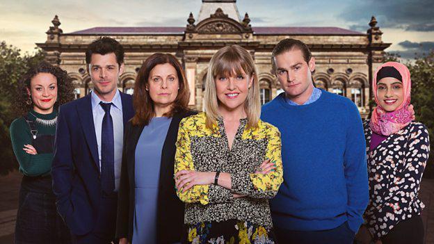 Kenny Doughty, Rebecca Front, Ashley Jensen, Mark Stanley, Mandip Gill, and Rochenda Sandall in Love, Lies and Records (2017)