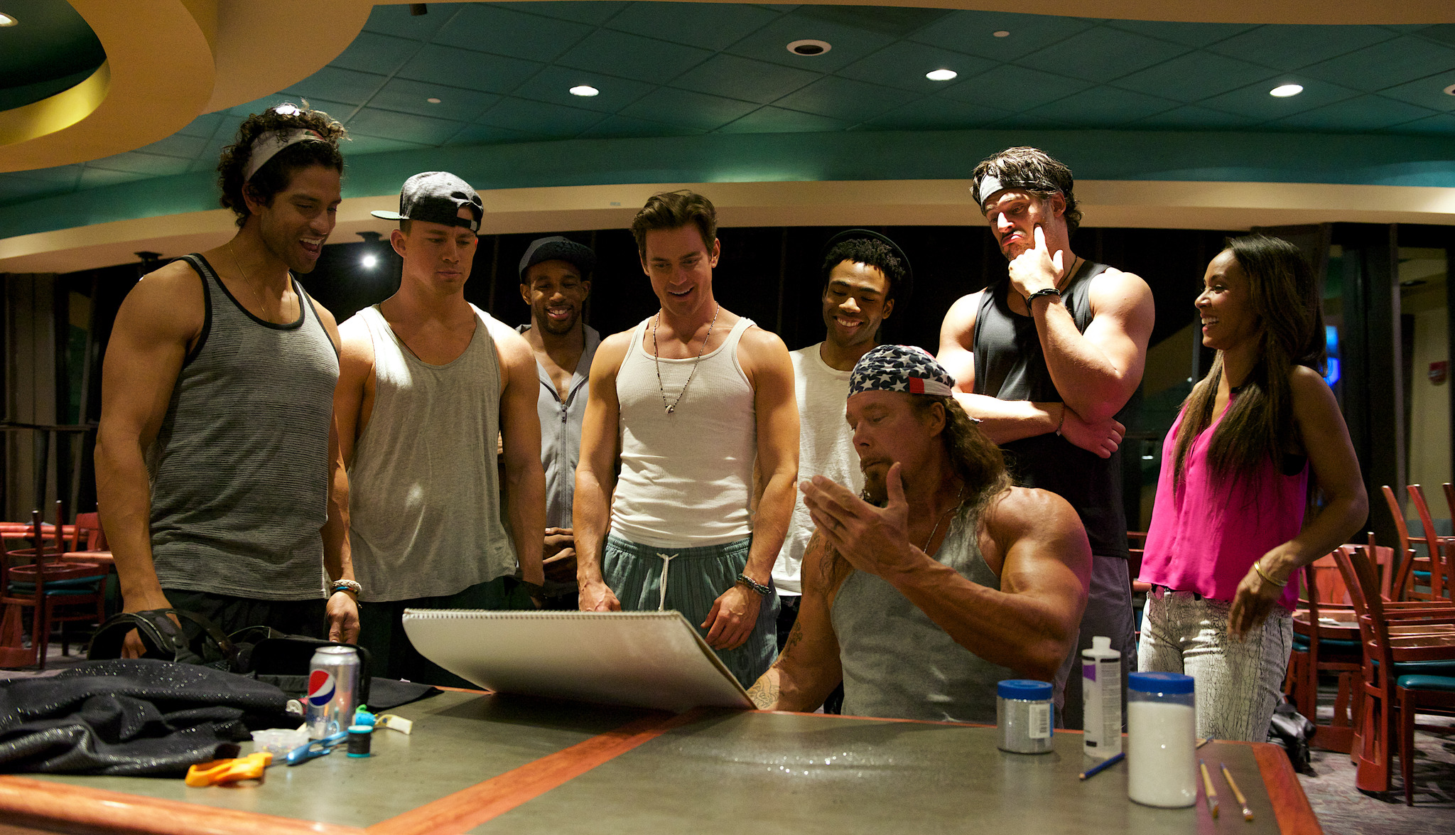 Jada Pinkett Smith, Matt Bomer, Joe Manganiello, Kevin Nash, Adam Rodriguez, Channing Tatum, and Donald Glover in Magic Mike XXL (2015)