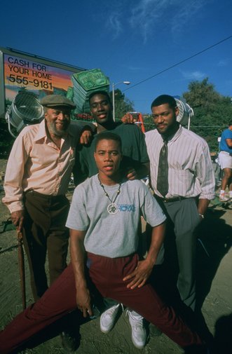 Laurence Fishburne, Cuba Gooding Jr., Morris Chestnut, and Whitman Mayo in Boyz n the Hood (1991)