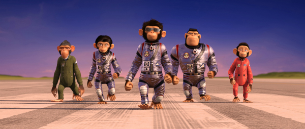 Carlos Alazraqui, Cheryl Hines, Patrick Warburton, Zack Shada, and Andy Samberg in Space Chimps (2008)