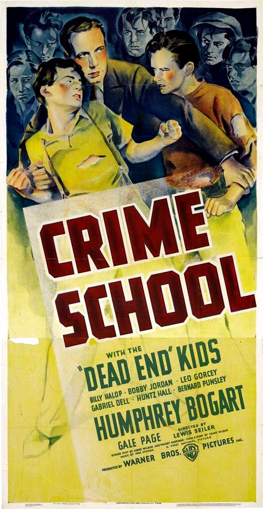 Humphrey Bogart, Gabriel Dell, Leo Gorcey, Huntz Hall, Billy Halop, Bobby Jordan, Bernard Punsly, and The Dead End Kids in Crime School (1938)