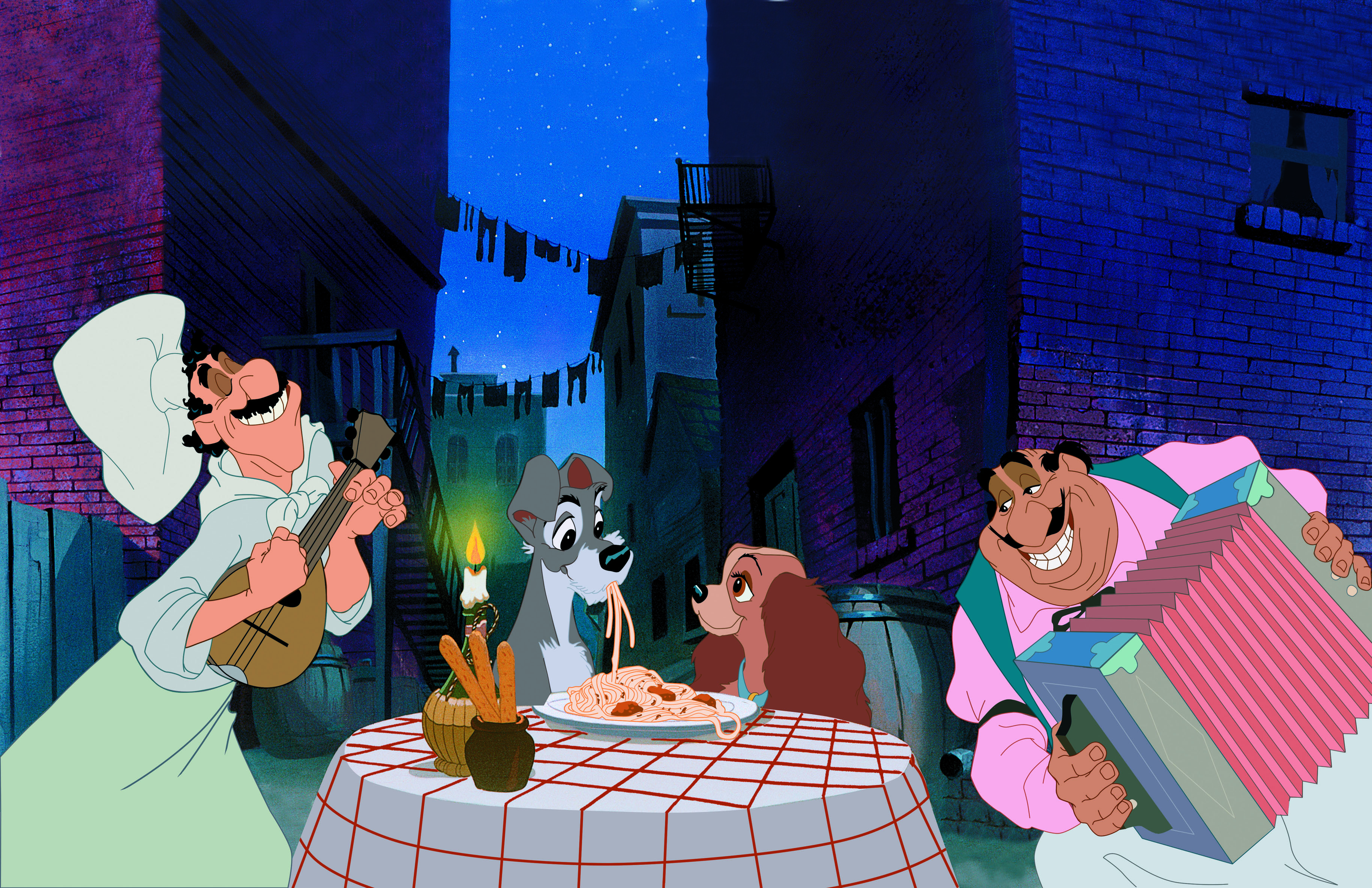 George Givot, Barbara Luddy, Larry Roberts, and Bill Thompson in Lady and the Tramp (1955)