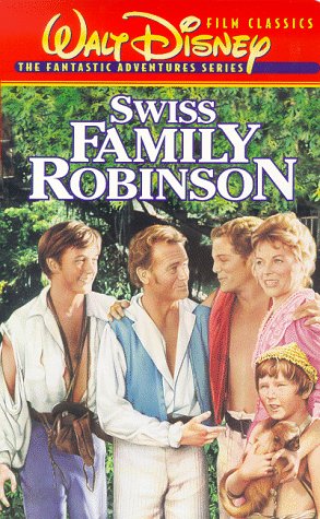 Kevin Corcoran, Tommy Kirk, James MacArthur, Dorothy McGuire, and John Mills in Swiss Family Robinson (1960)