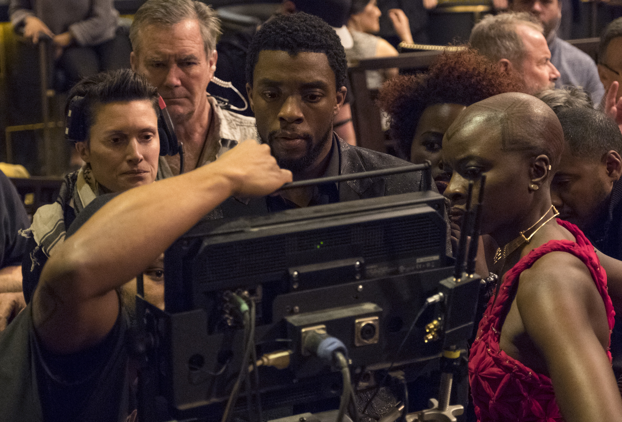 Rachel Morrison, Chadwick Boseman, Danai Gurira, Lupita Nyong'o, and Ryan Coogler in Black Panther (2018)