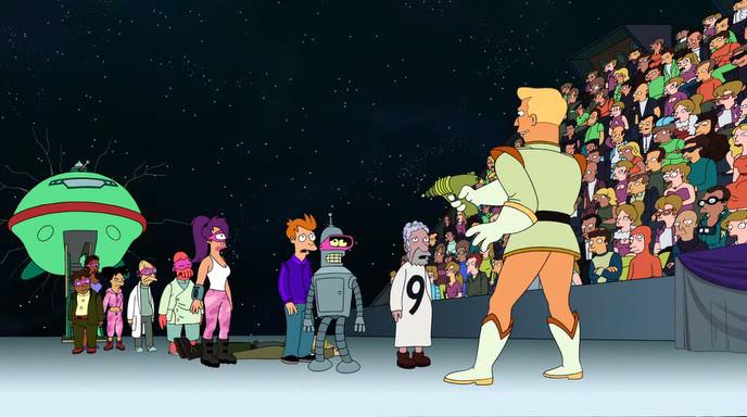 Katey Sagal, John DiMaggio, David Herman, Phil LaMarr, Dawnn Lewis, Lauren Tom, and Billy West in Futurama: Into the Wild Green Yonder (2009)