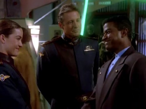 Bruce Boxleitner, Claudia Christian, and Tucker Smallwood in Babylon 5 (1993)