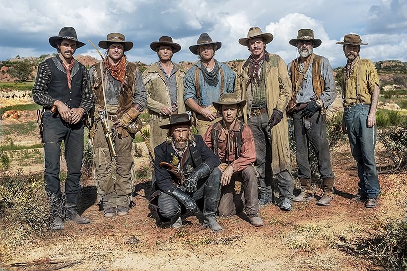 Bill Paxton, Brendan Fraser, Jeremy Davies, Christopher McDonald, Jeffrey Dean Morgan, Joe Egender, Stephen Monroe Taylor, Rhys Coiro, and Trevor Donovan in Texas Rising (2015)