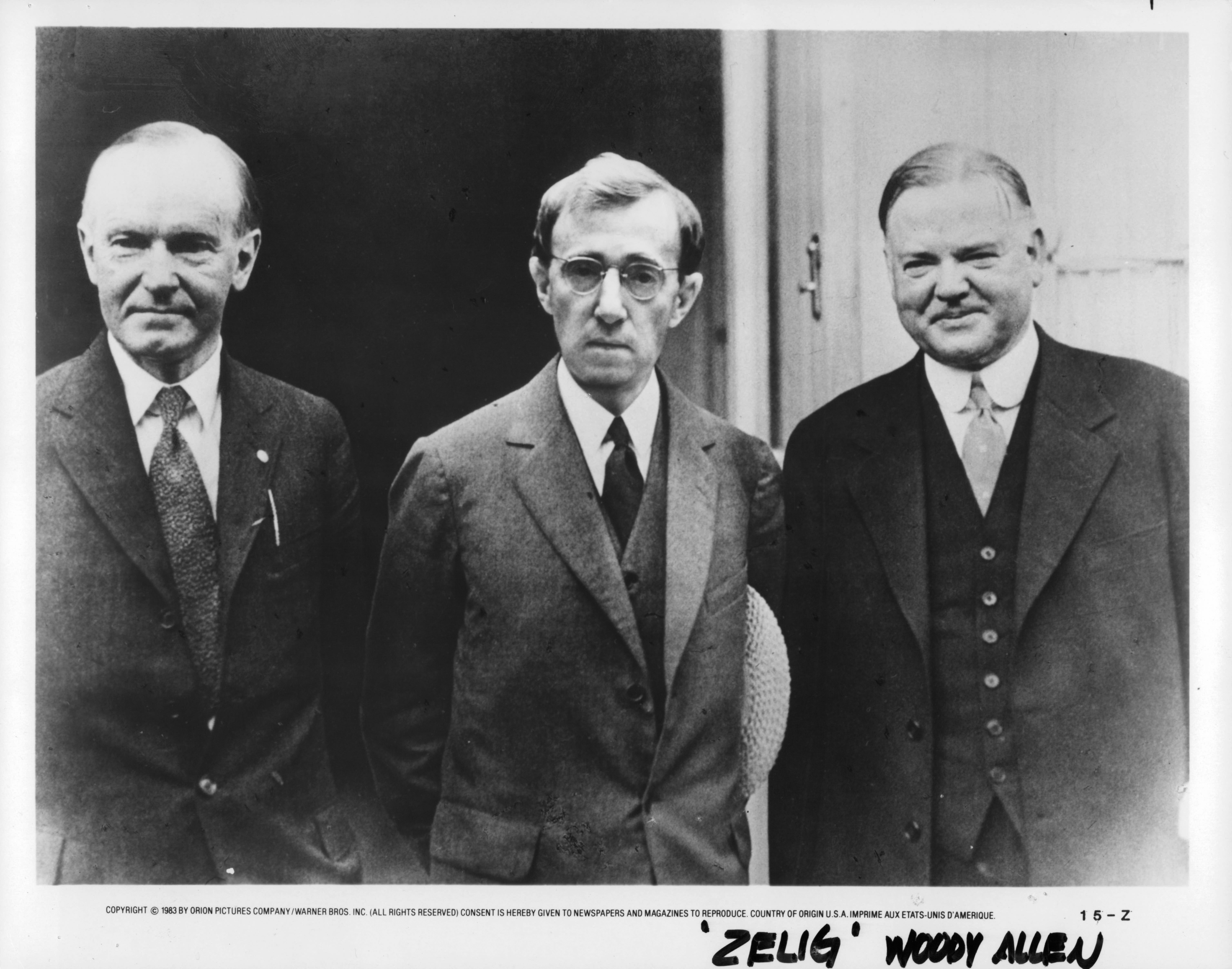 Woody Allen, Calvin Coolidge, and Herbert Hoover in Zelig (1983)