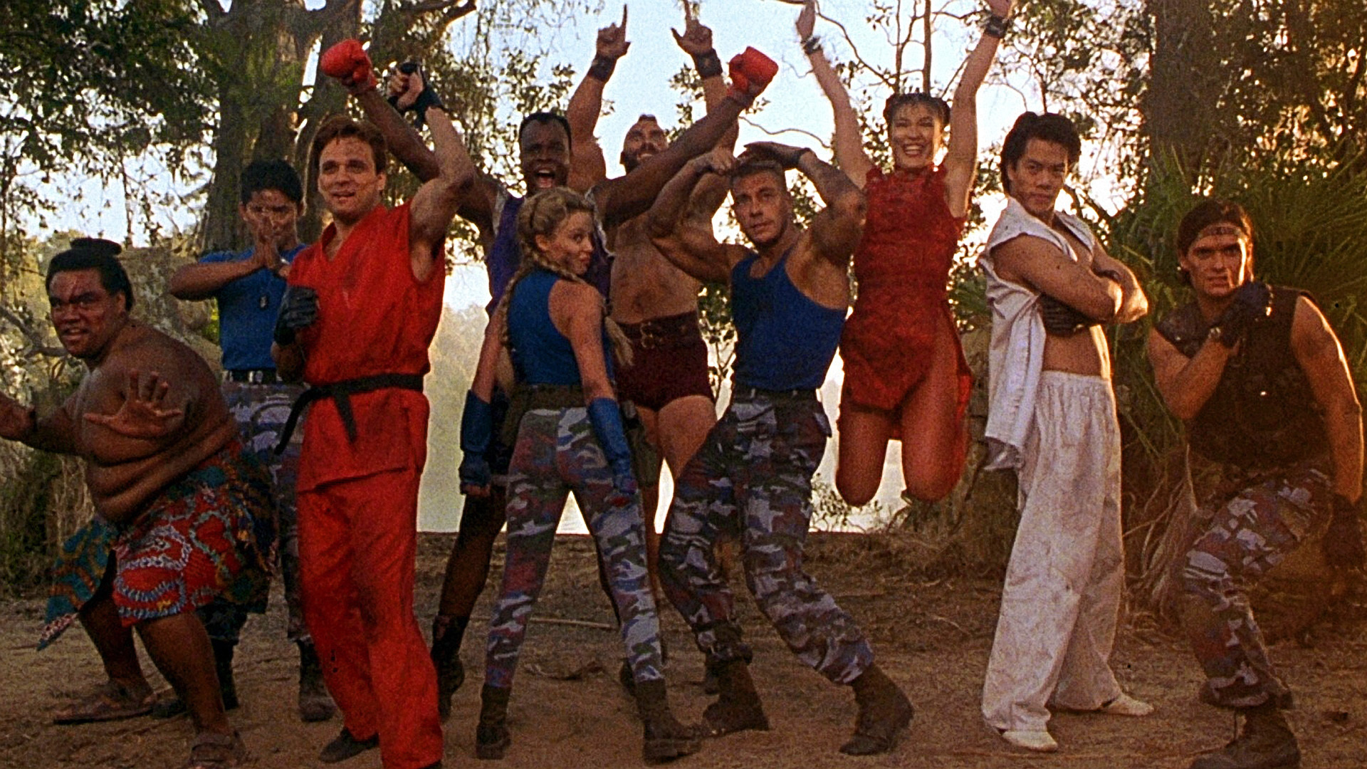 Jean-Claude Van Damme, Kylie Minogue, Ming-Na Wen, Grand L. Bush, Andrew Bryniarski, Damian Chapa, Byron Mann, and Peter Navy Tuiasosopo in Street Fighter (1994)