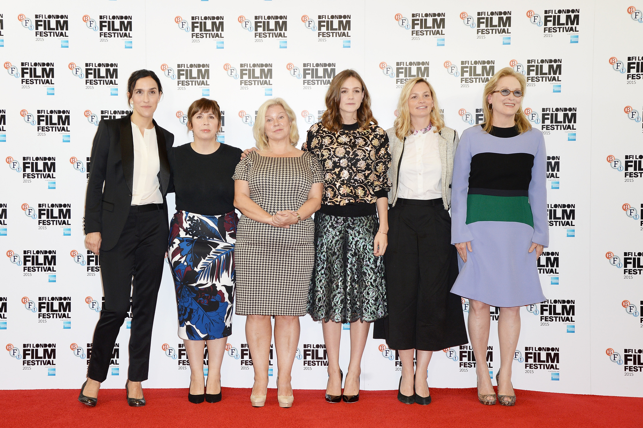 Meryl Streep, Sarah Gavron, Abi Morgan, Alison Owen, Carey Mulligan, and Faye Ward at an event for Suffragette (2015)