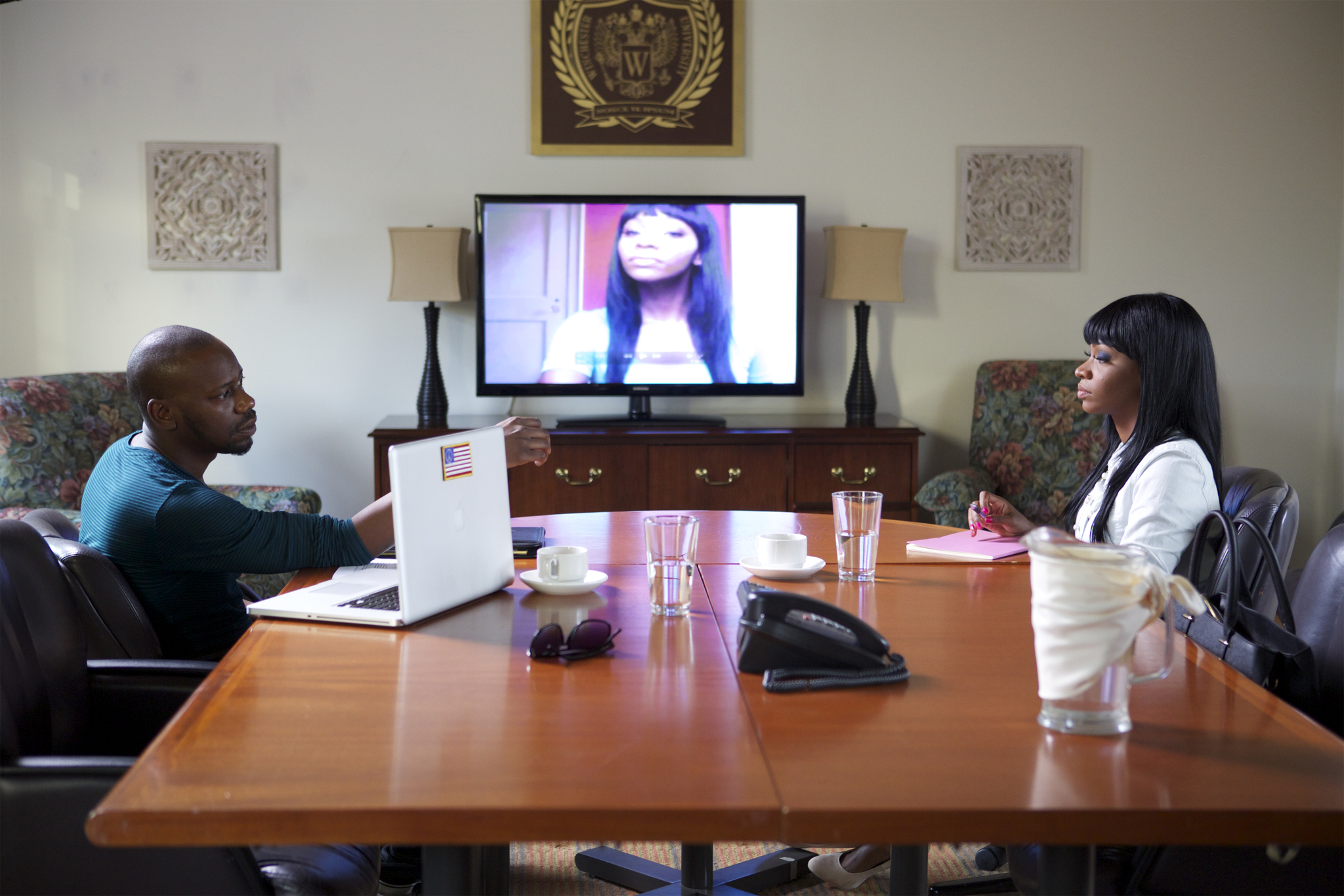 Malcolm Barrett and Teyonah Parris in Dear White People (2014)