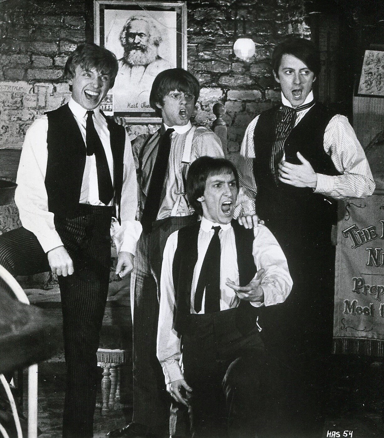 Grover Dale, Leslie Meadows, Christopher Sandford, and Tommy Steele in Half a Sixpence (1967)