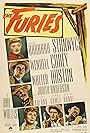 Judith Anderson, Barbara Stanwyck, Wendell Corey, Thomas Gomez, Walter Huston, and Gilbert Roland in The Furies (1950)