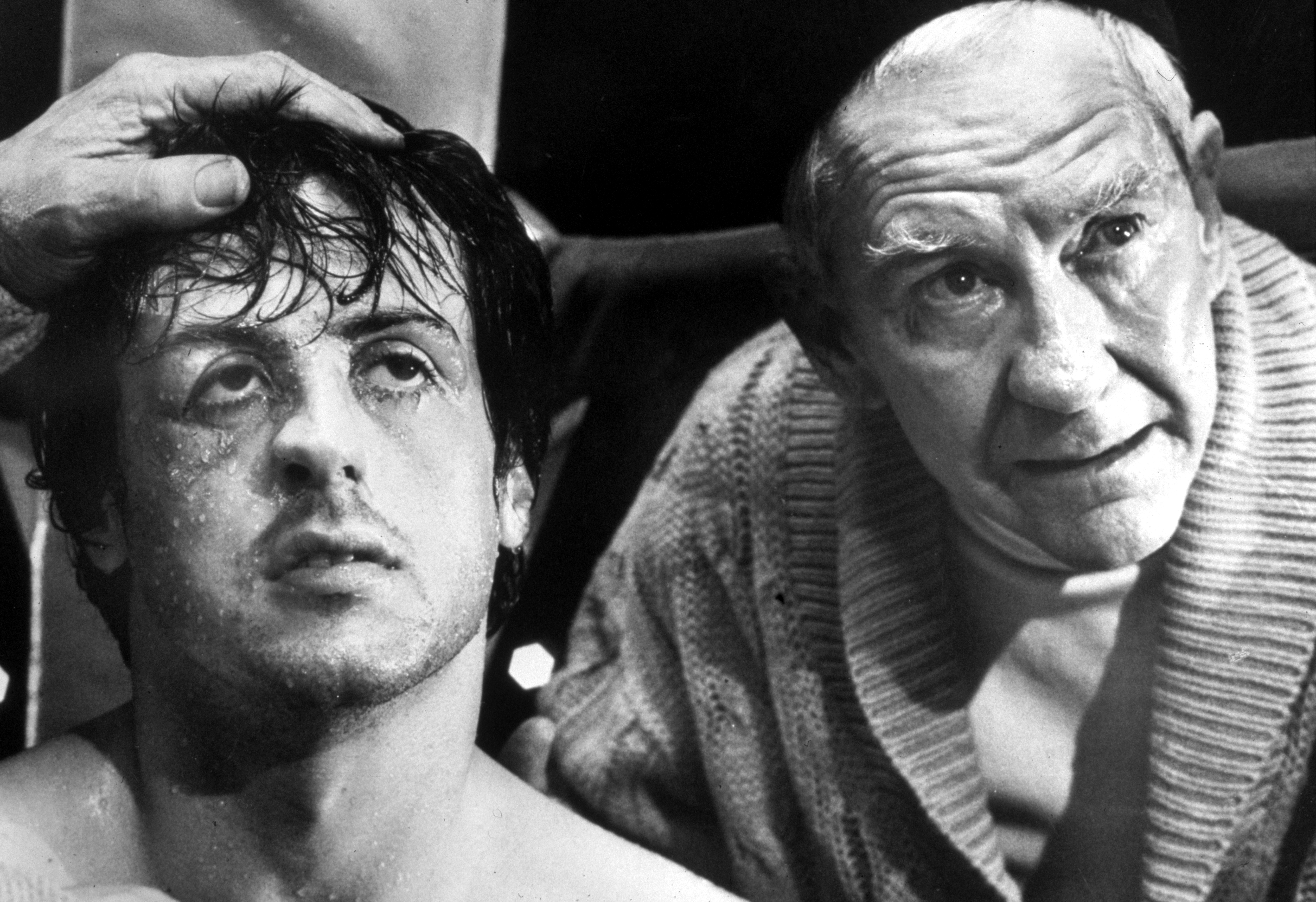 Sylvester Stallone and Burgess Meredith in Rocky (1976)