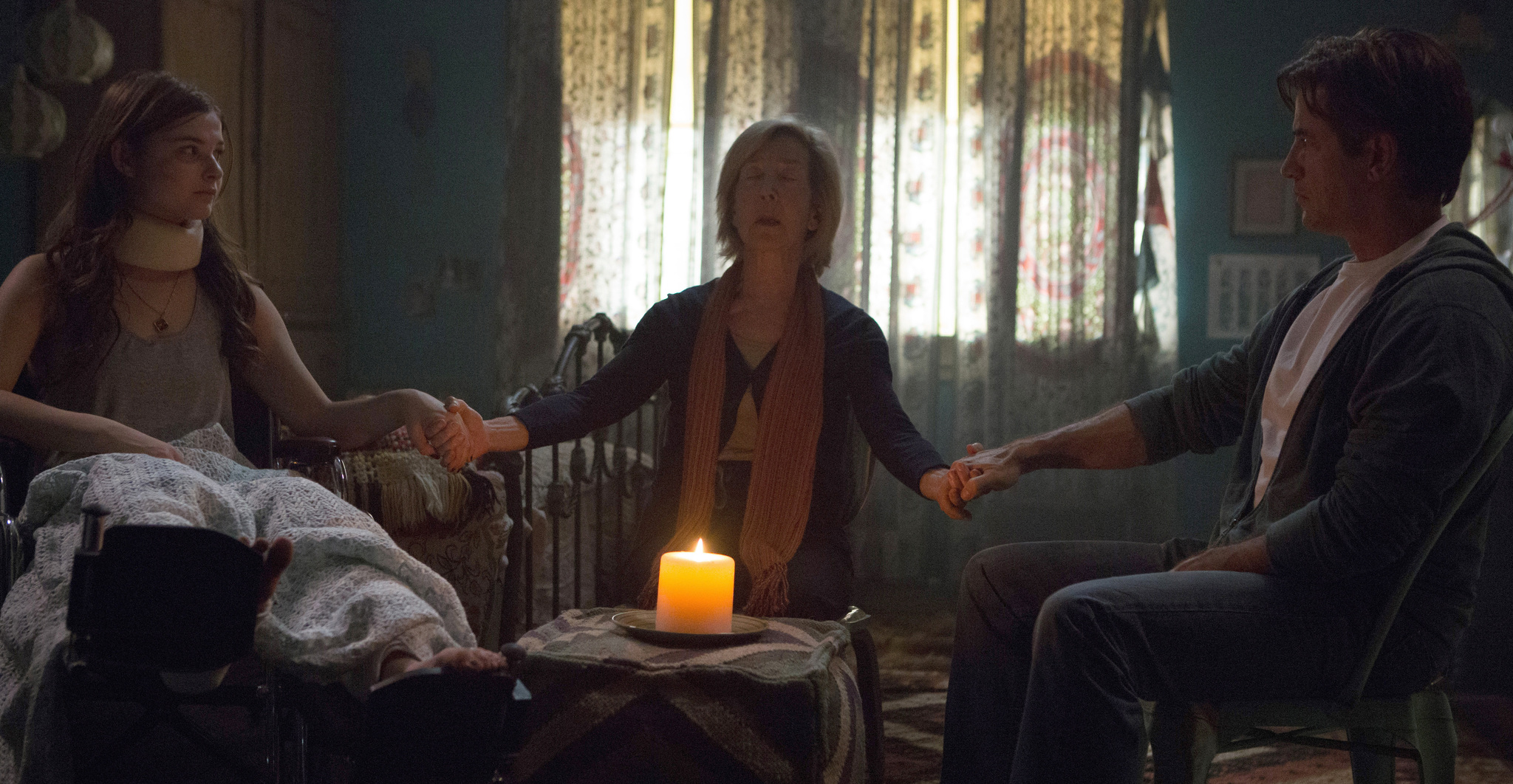 Dermot Mulroney, Lin Shaye, and Stefanie Scott in Insidious: Chapter 3 (2015)