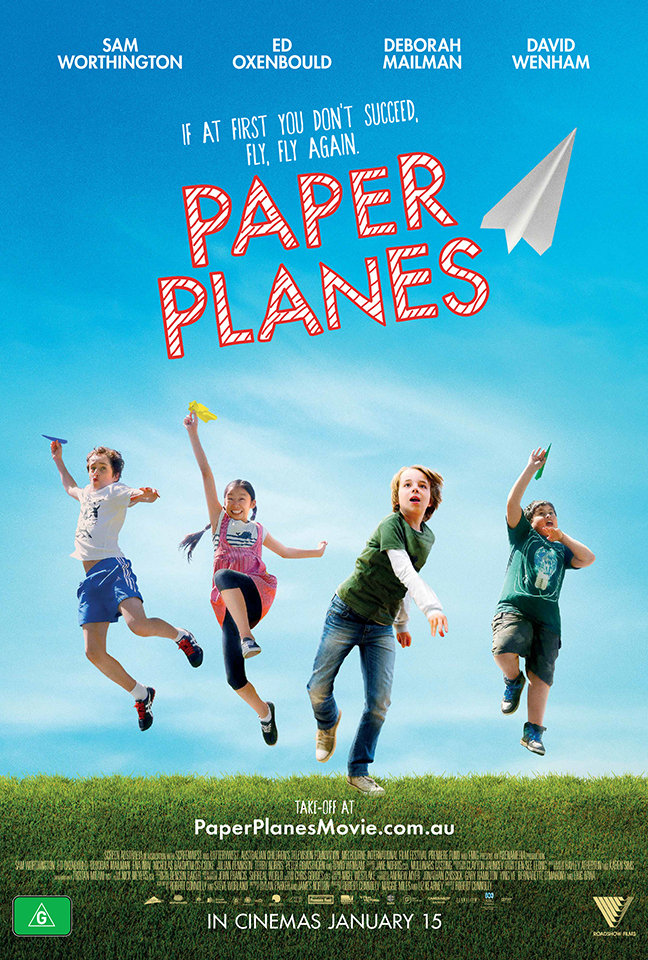 Ed Oxenbould, Nicholas Bakopoulos-Cooke, Julian Dennison, and Ena Imai in Paper Planes (2014)