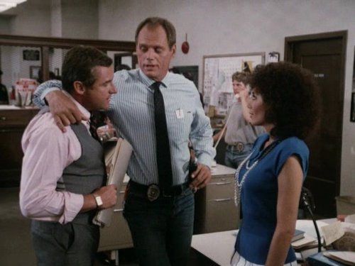 Fred Dryer, Stepfanie Kramer, and James Whitmore Jr. in Hunter (1984)