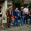 Timothy Spall, Christopher Fairbank, Tim Healy, Gary Holton, Kevin Lloyd, Jimmy Nail, Pat Roach, and Kevin Whately in Auf Wiedersehen, Pet (1983)