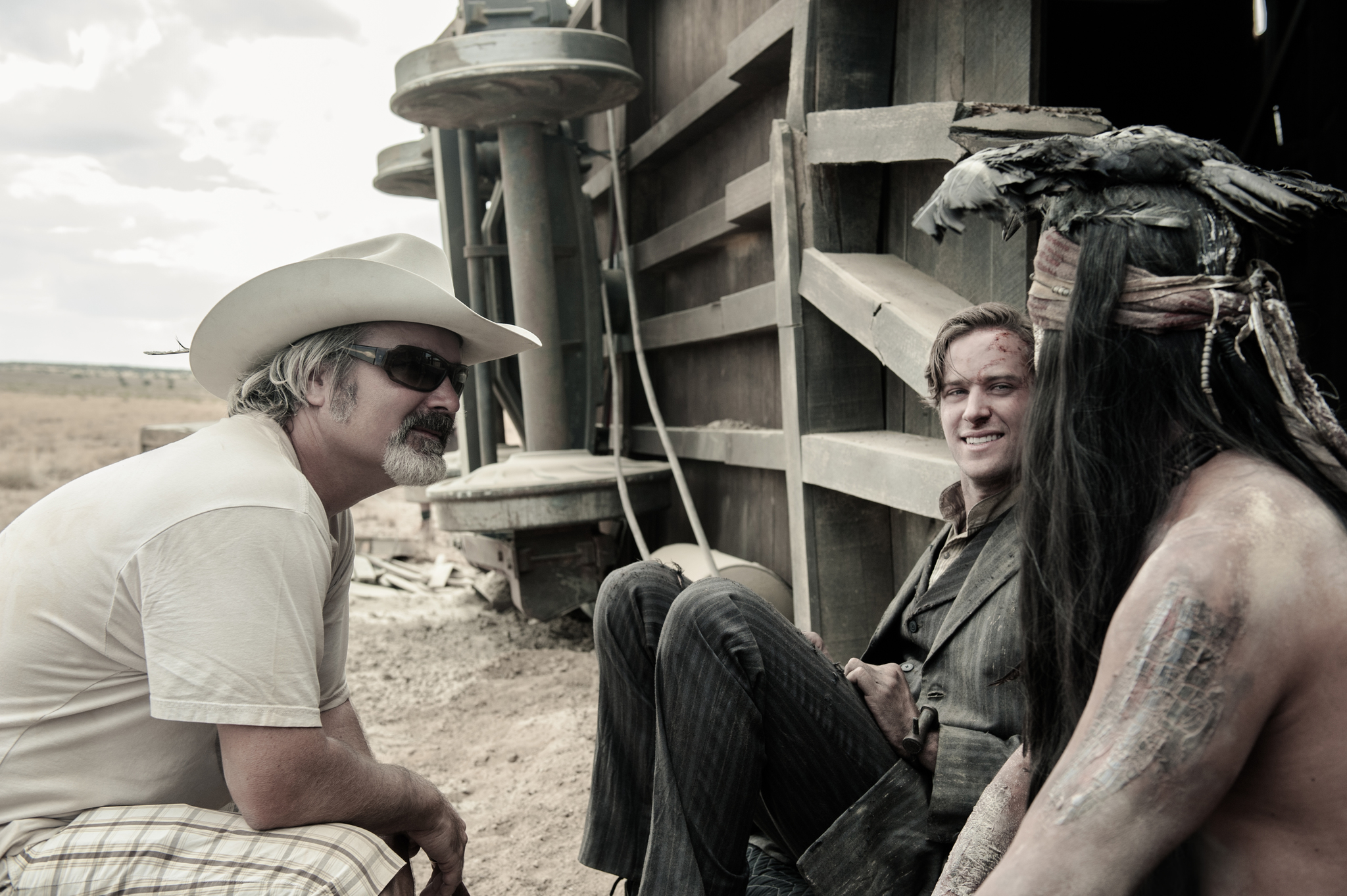 Johnny Depp, Gore Verbinski, and Armie Hammer in The Lone Ranger (2013)