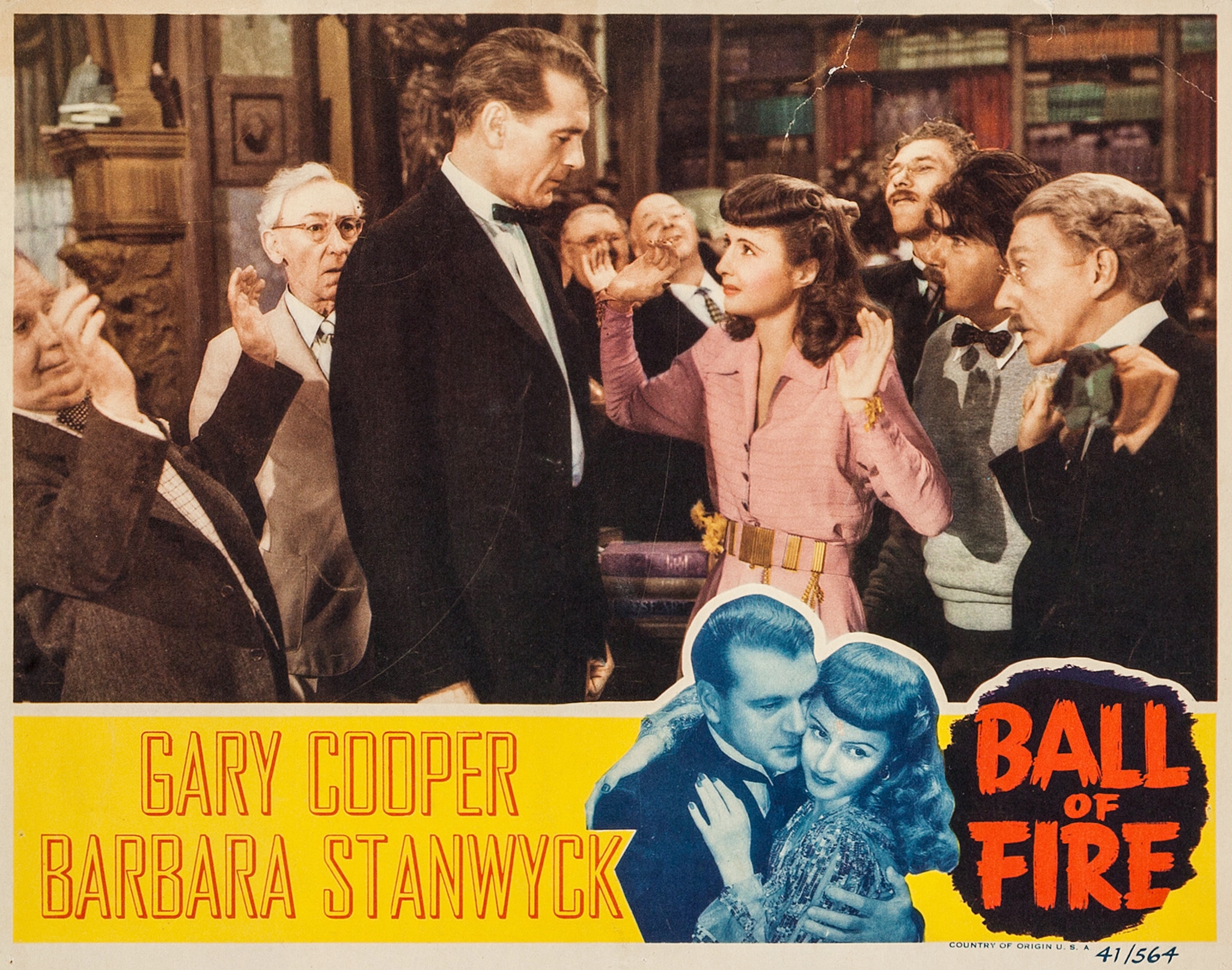 Gary Cooper, Barbara Stanwyck, Richard Haydn, Oscar Homolka, Leonid Kinskey, Tully Marshall, Aubrey Mather, S.Z. Sakall, and Henry Travers in Ball of Fire (1941)