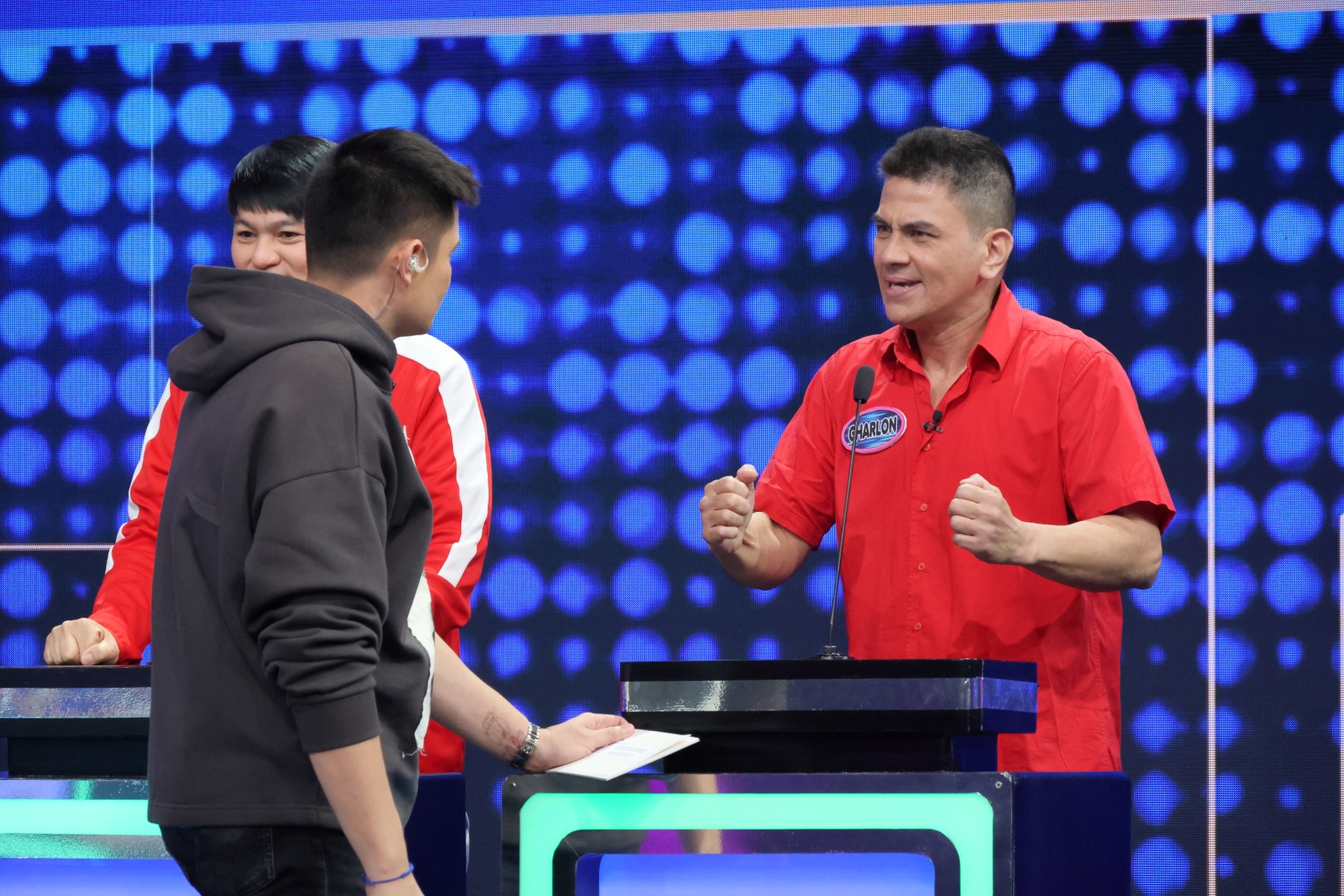 Raffy Romillo and Charlon Davao in Family Feud Philippines (2022)