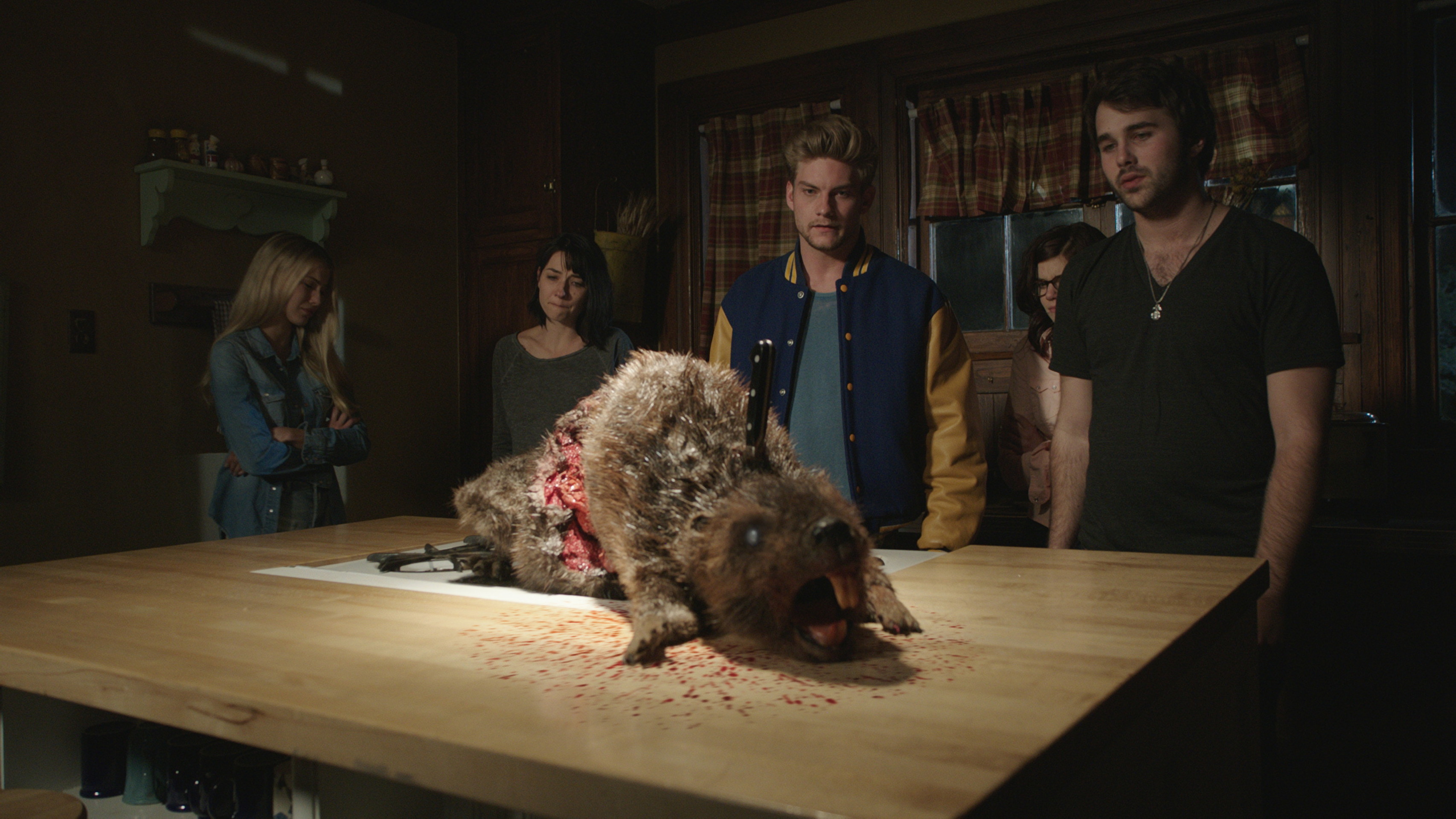 Rachel Melvin, Jake Weary, Cortney Palm, Hutch Dano, and Lexi Atkins in Zombeavers (2014)