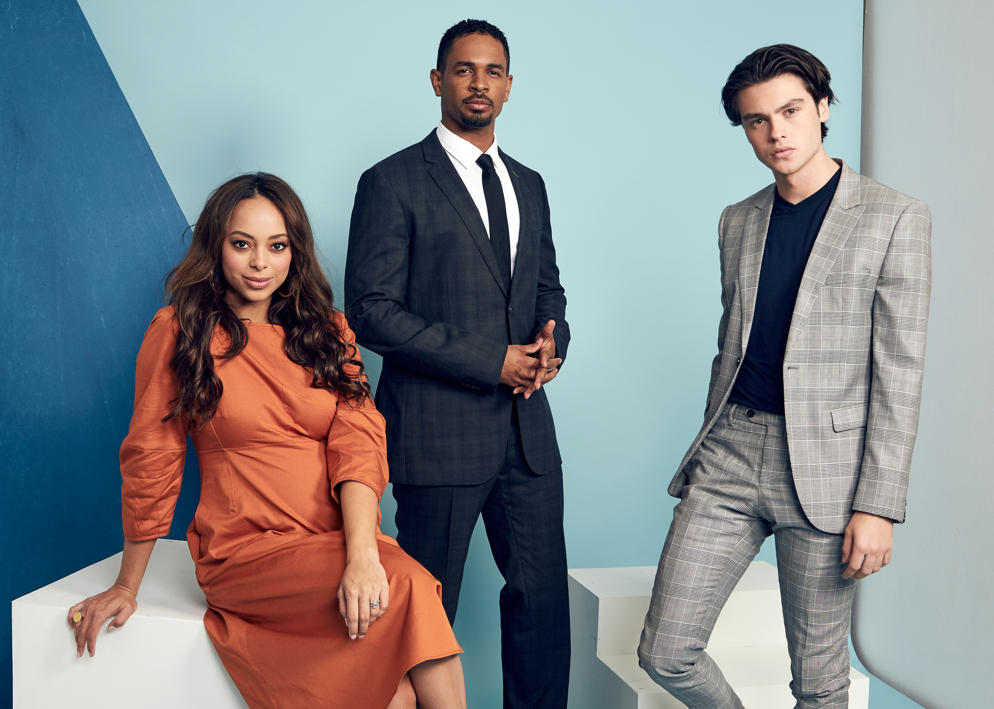 Amber Stevens West, Damon Wayans Jr., and Felix Mallard at an event for Happy Together (2018)