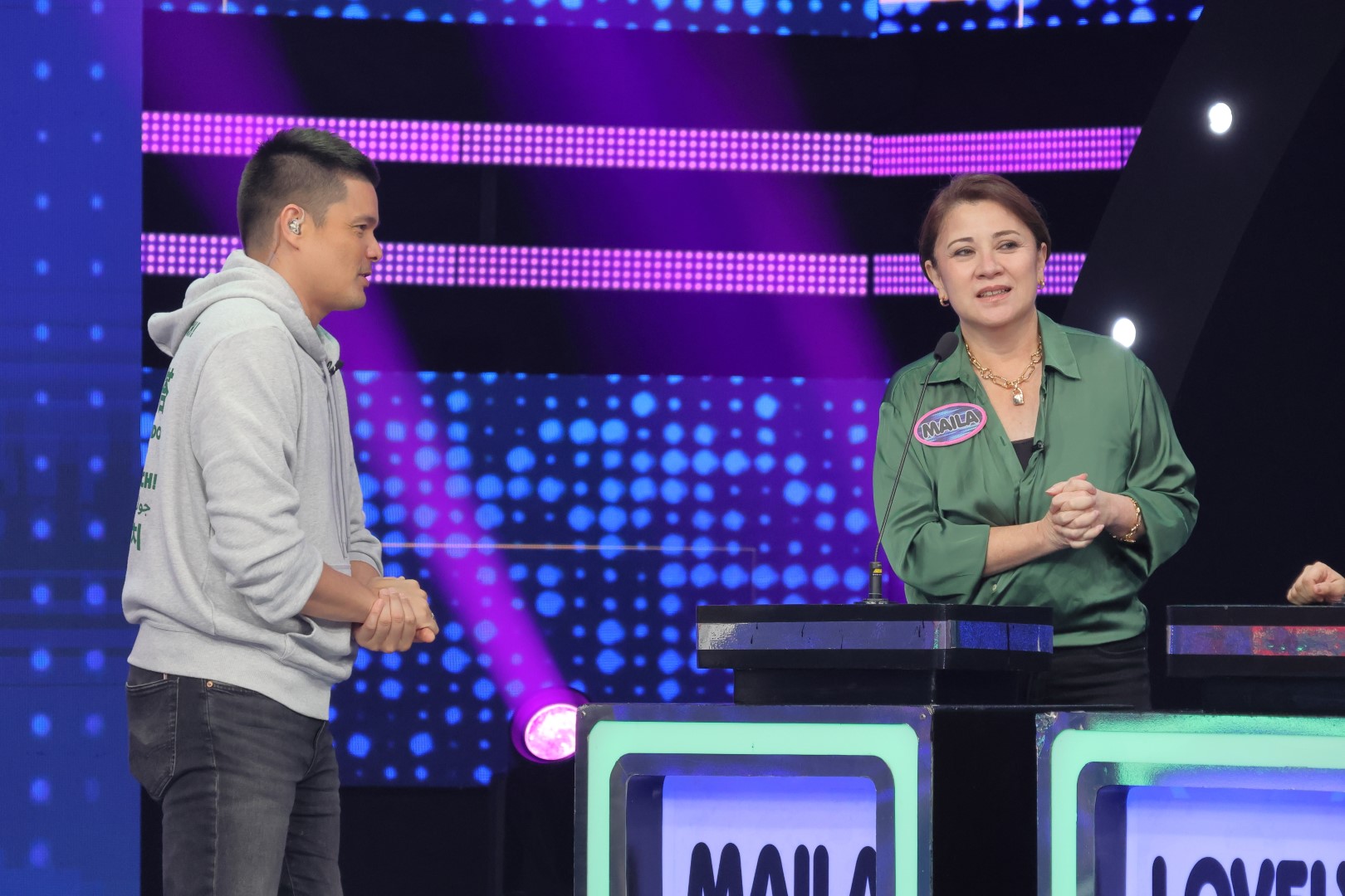 Dingdong Dantes and Maila Gumila in Family Feud Philippines (2022)