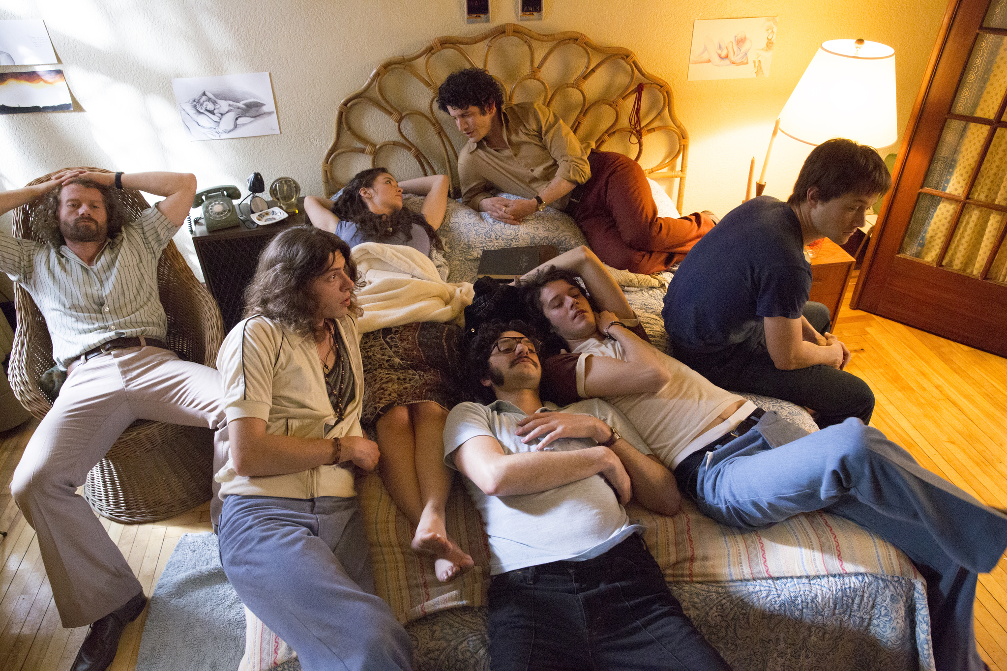 James Badge Dale, Joseph Gordon-Levitt, Clément Sibony, César Domboy, Ben Schwartz, Charlotte Le Bon, and Benedict Samuel in The Walk (2015)