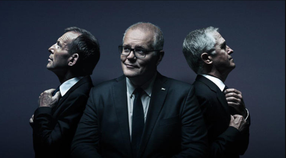 Scott Morrison, Tony Abbott, and Malcolm Turnbull in Nemesis (2024)