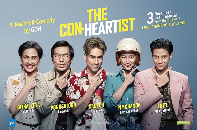 Kathaleeya McIntosh, Pongsatorn Jongwilas, Pimchanok Luevisadpaibul, Nadech Kugimiya, and Thiti Mahayotaruk in The Con-Heartist (2020)