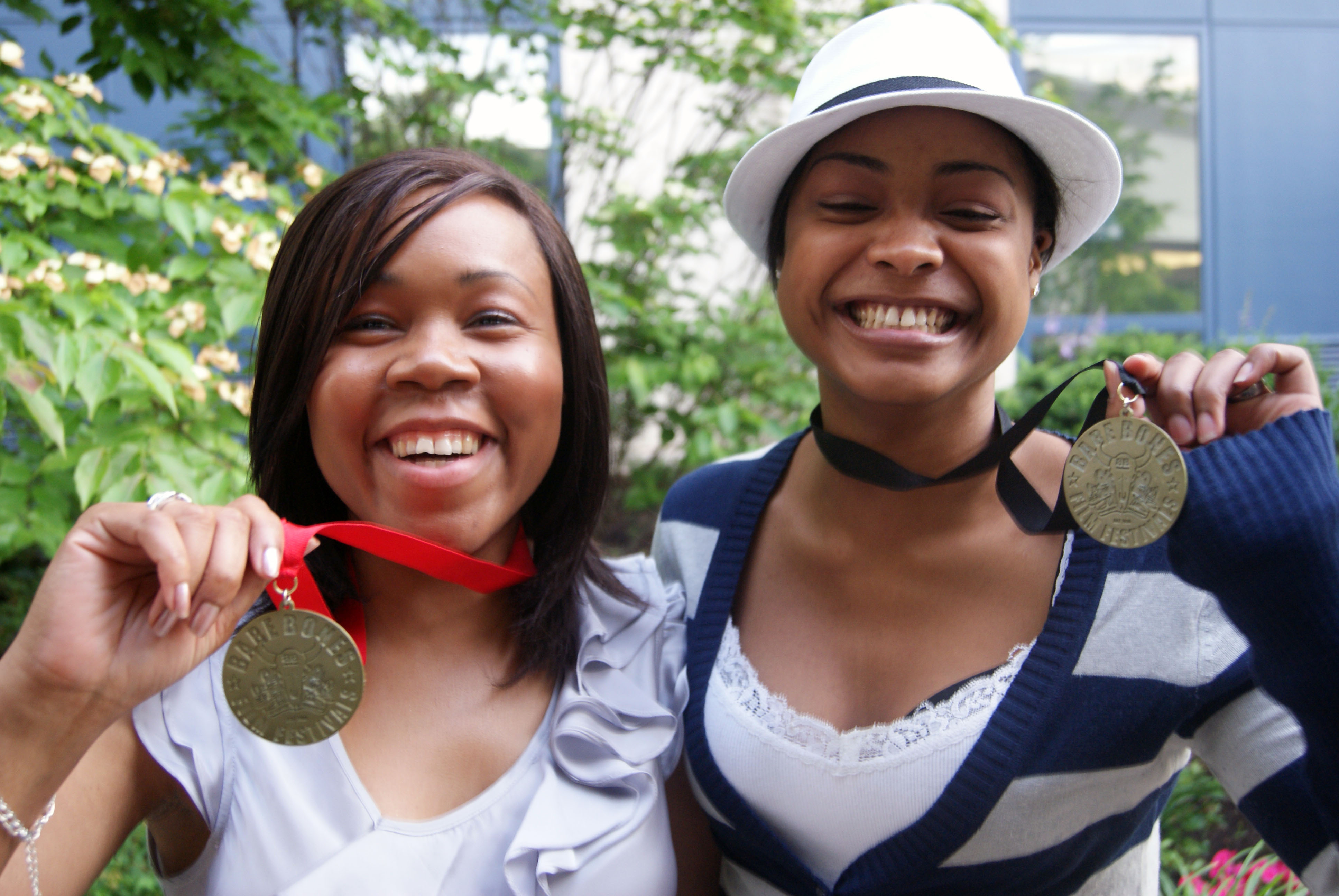 Lagueria Davis and Shanika Robinson brandishing their Bonehead Awards