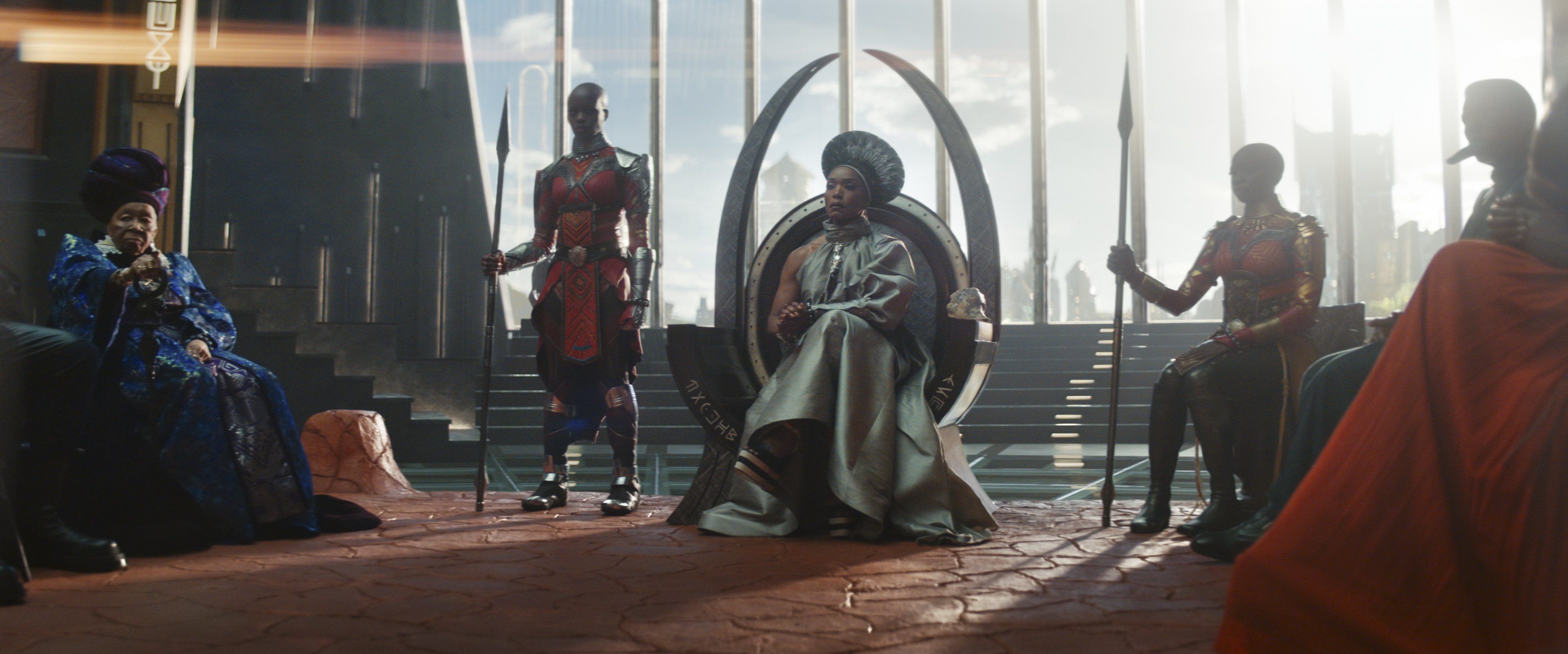 Angela Bassett, Isaach De Bankolé, Florence Kasumba, Danai Gurira, and Dorothy Steel in Black Panther: Wakanda Forever (2022)