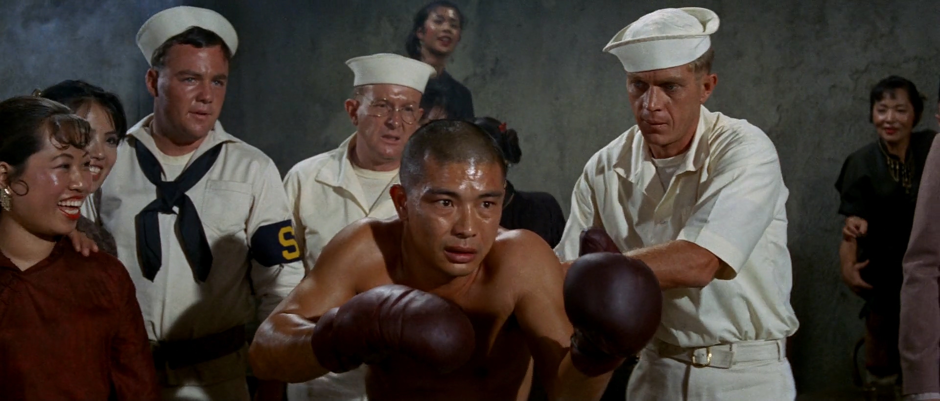 Steve McQueen, Mako, and Thomas H. Middleton in The Sand Pebbles (1966)