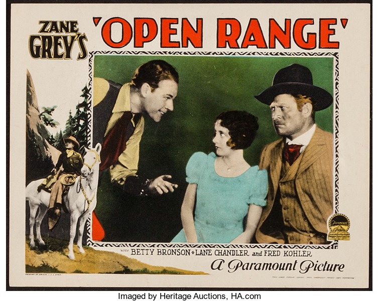 Betty Bronson, Lane Chandler, Fred Kohler, and Flash in Open Range (1927)