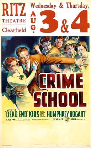 Humphrey Bogart, Gabriel Dell, Leo Gorcey, Huntz Hall, Billy Halop, Bobby Jordan, Bernard Punsly, and The Dead End Kids in Crime School (1938)