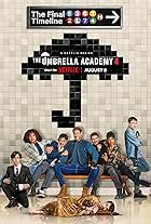 Elliot Page, Robert Sheehan, Tom Hopper, David Castañeda, Justin H. Min, Ritu Arya, Aidan Gallagher, and Emmy Raver-Lampman in The Umbrella Academy (2019)