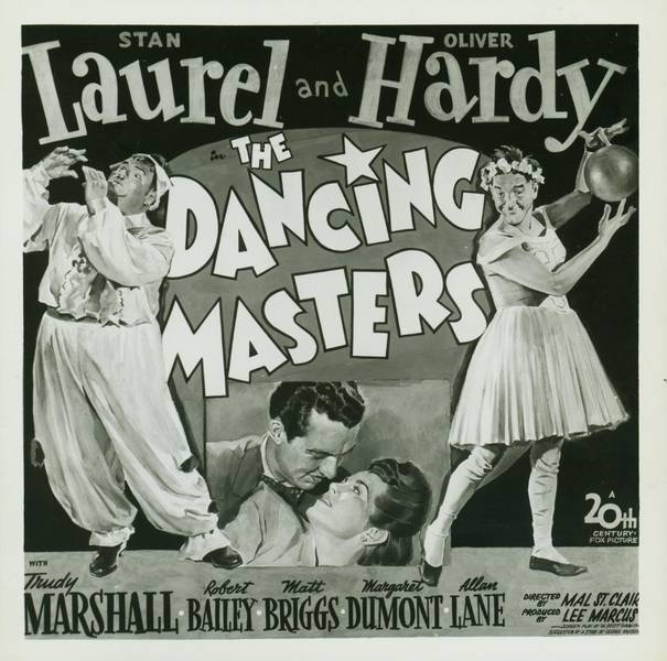 Oliver Hardy, Robert Bailey, Stan Laurel, and Trudy Marshall in The Dancing Masters (1943)