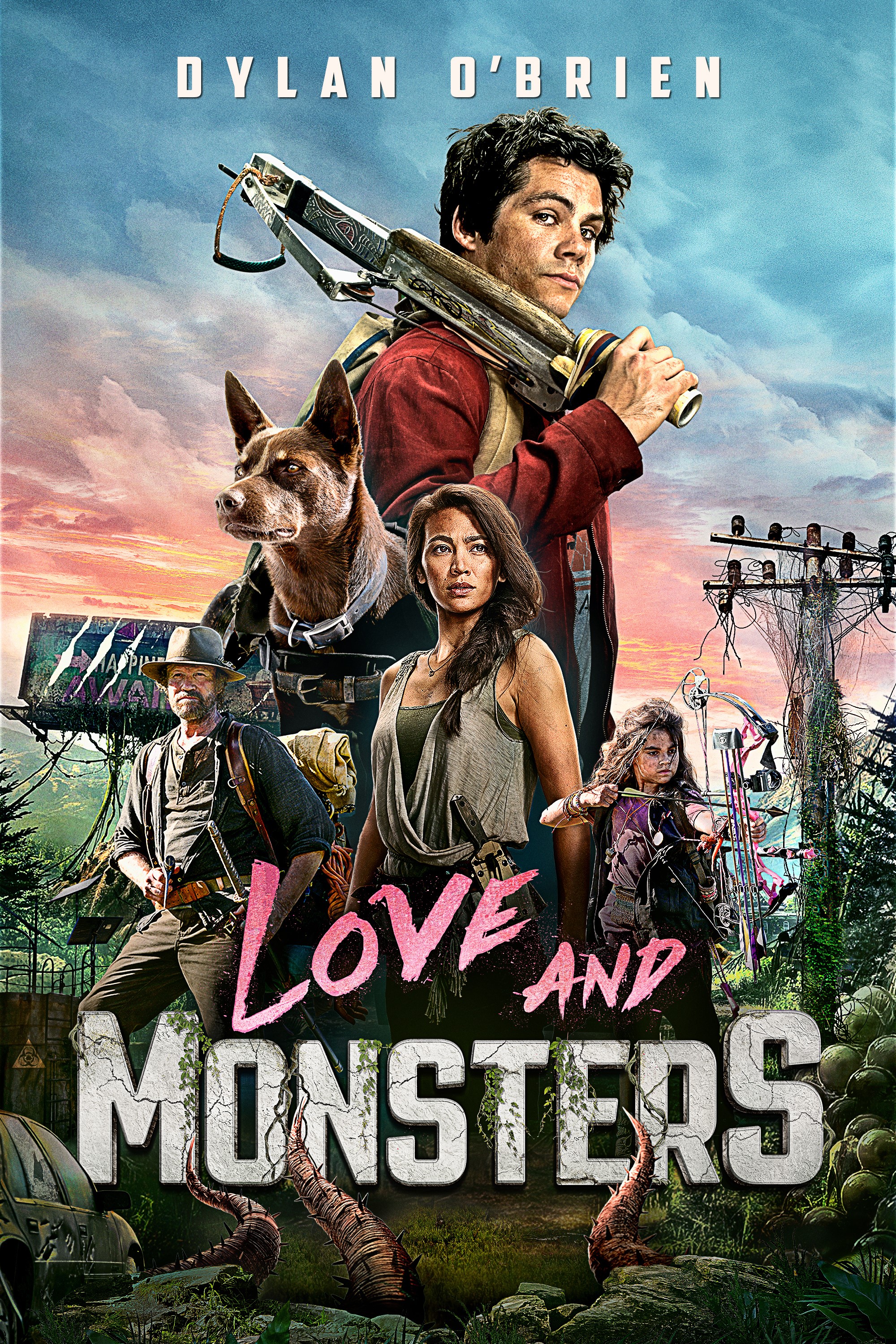 Michael Rooker, Jessica Henwick, Dylan O'Brien, and Ariana Greenblatt in Love and Monsters (2020)