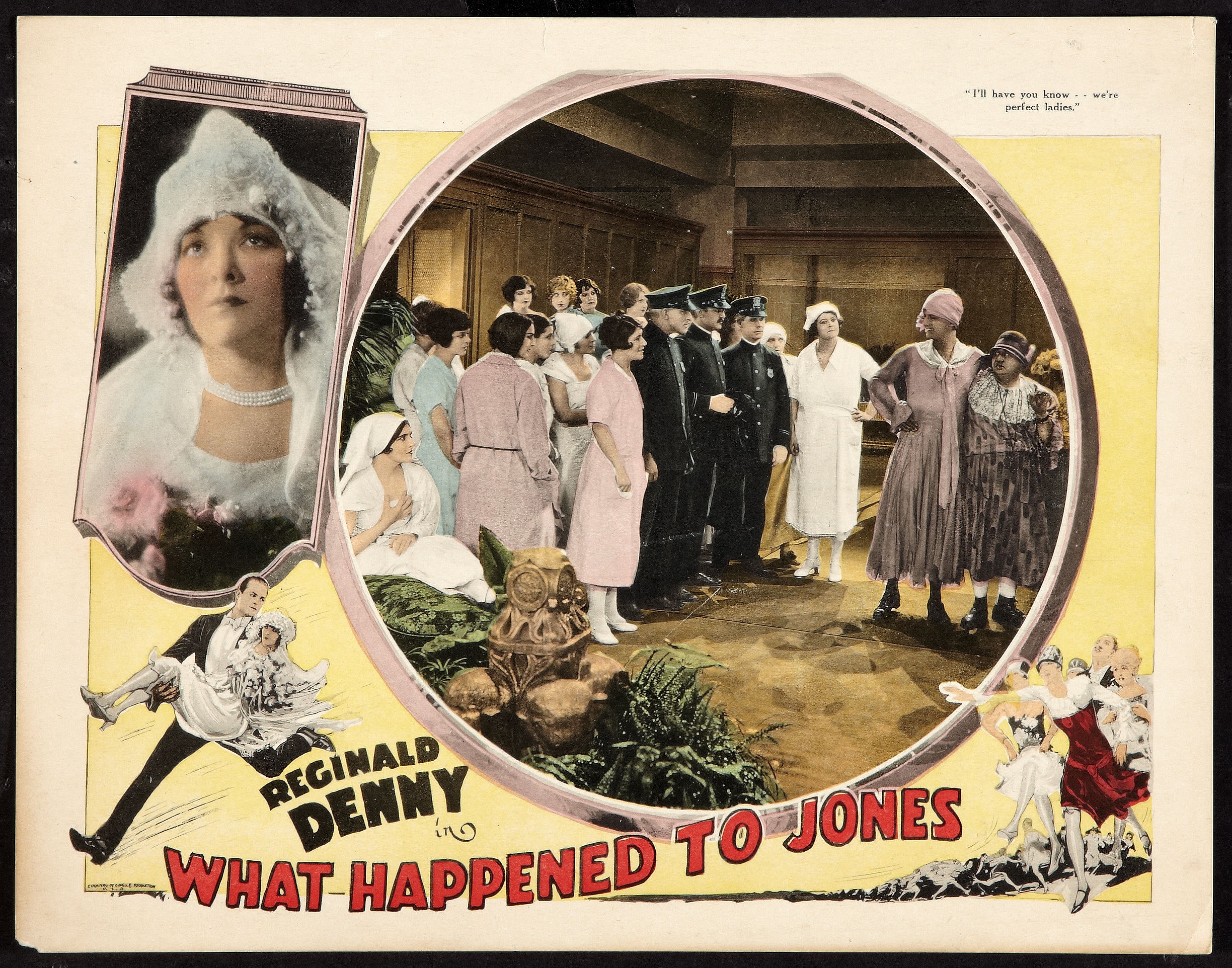 Reginald Denny, Emily Fitzroy, Otis Harlan, Marian Nixon, Zasu Pitts, Margaret Quimby, and Nina Romano in What Happened to Jones? (1925)