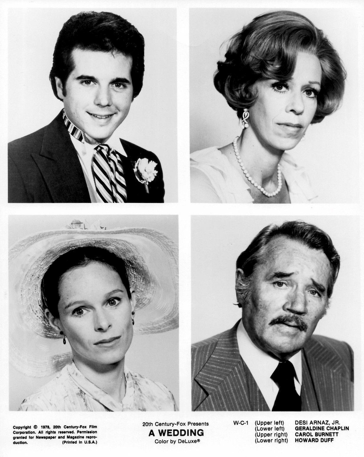 Carol Burnett, Geraldine Chaplin, Howard Duff, and Desi Arnaz Jr. in A Wedding (1978)