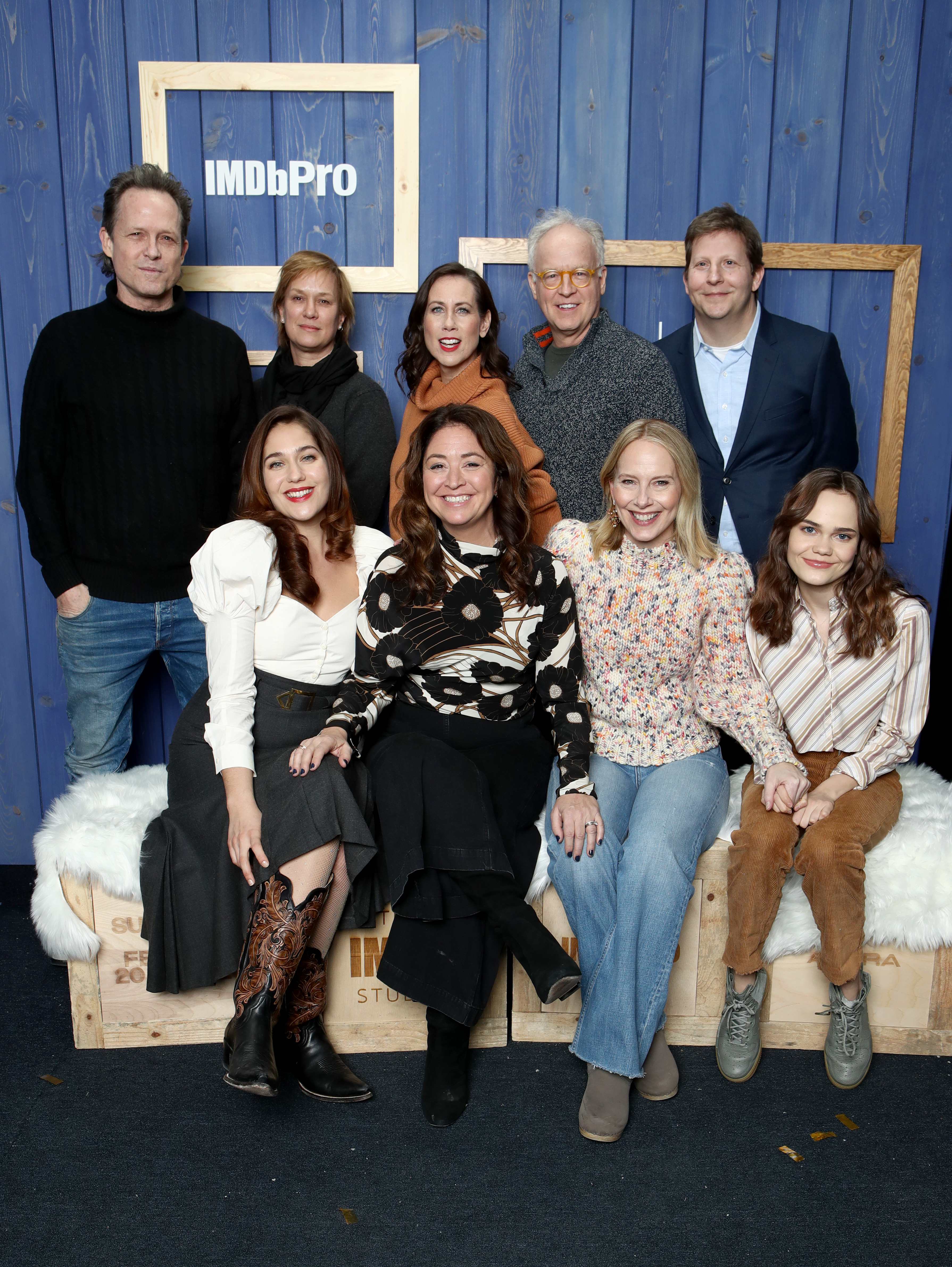 Reed Birney, Anne Carey, Liz Garbus, Amy Ryan, Miriam Shor, Dean Winters, Lola Kirke, Robert Kolker, and Oona Laurence at an event for The IMDb Studio at Acura Festival Village (2020)