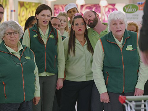 Miriam Margolyes, Rita May, Beverly Rudd, Carl Rice, and Aisling Bea in Trollied (2011)