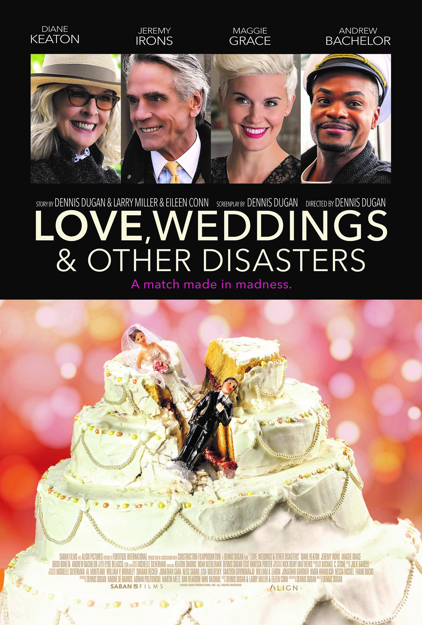 Jeremy Irons, Diane Keaton, Maggie Grace, and Andrew Bachelor in Love, Weddings & Other Disasters (2020)