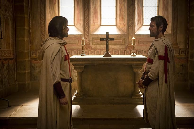 Simon Merrells and Pádraic Delaney in Knightfall (2017)