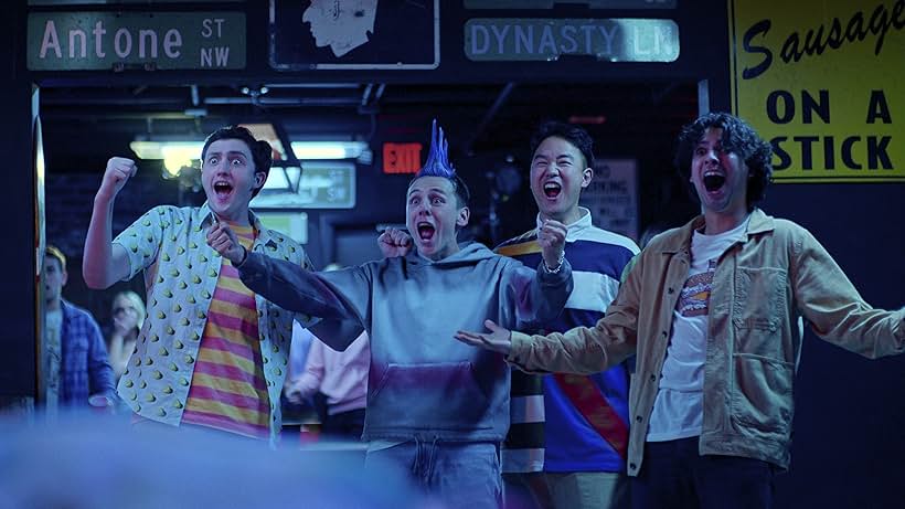 Joe Seo, Jacob Bertrand, Gianni DeCenzo, and Xolo Maridueña in Cobra Kai (2018)