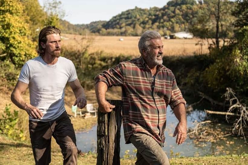 Mel Gibson and Garrett Hedlund in Desperation Road (2023)